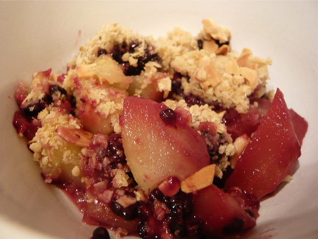 Pear and blackberry crumble